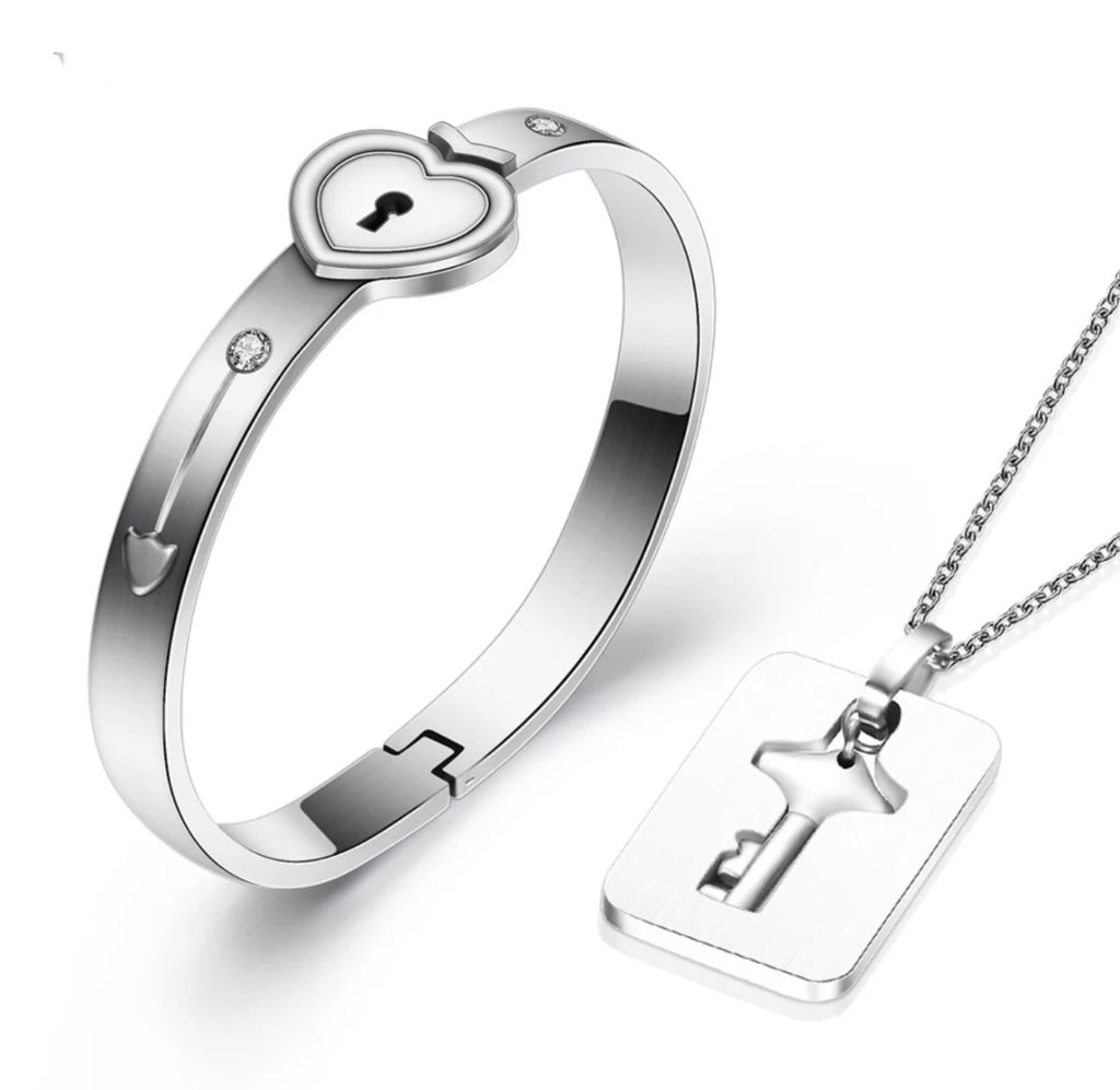 LOVE LOCK BRACELET WITH NECKLACE KEY