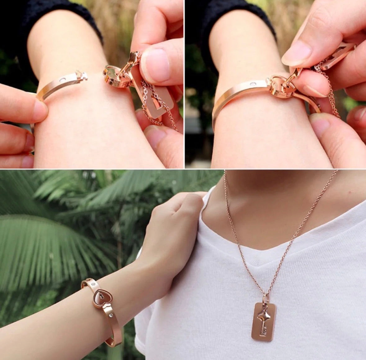 LOVE LOCK BRACELET WITH NECKLACE KEY