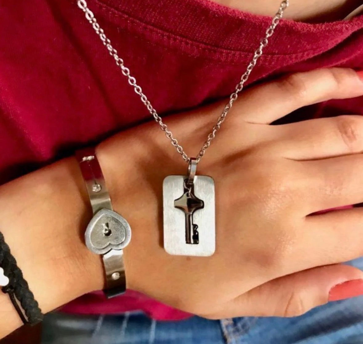 LOVE LOCK BRACELET WITH NECKLACE KEY