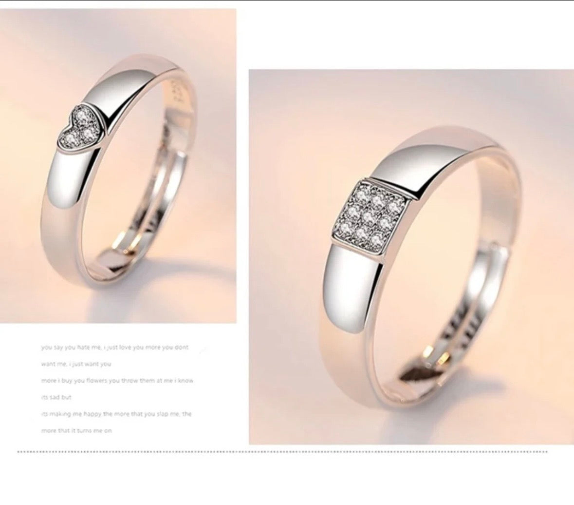 Heart Love Couple Rings